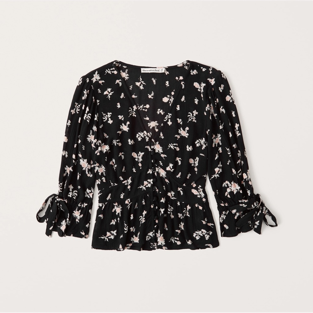 Abercrombie Black Floral Blouse
